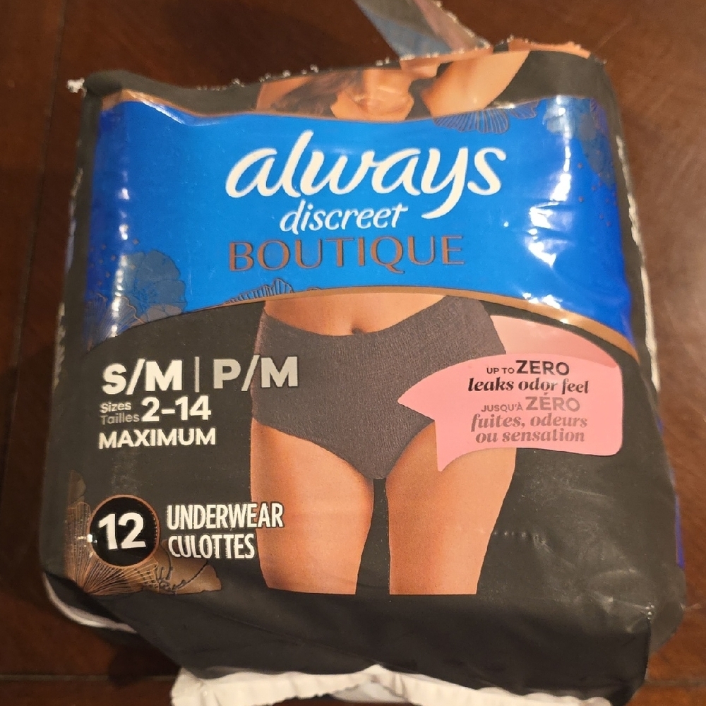 (J33) Always Discreet Boutique Underwear in Black Sz S/M